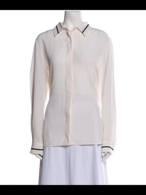 MaxMara Cream Button-Down Shirt with Navy Trim